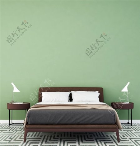 褐色大床效果图图片