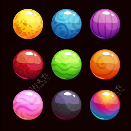 彩色水晶球按钮图标矢量素材3