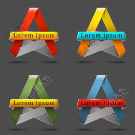 五角星折纸标签矢量设计