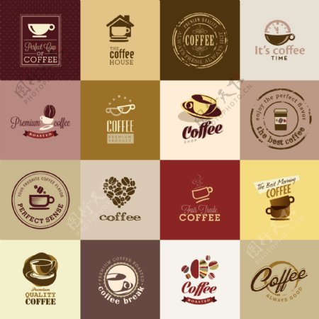 LOMO色彩精美矢量咖啡图标素材