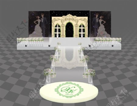 通道高端婚礼设计星空立体宫殿