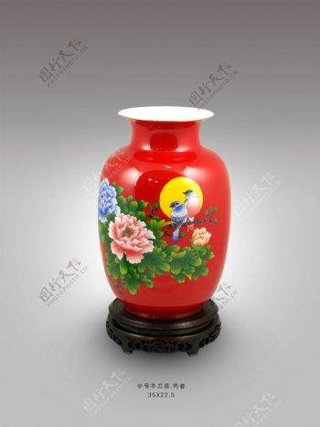 红瓷花瓶系列中华瓶图片