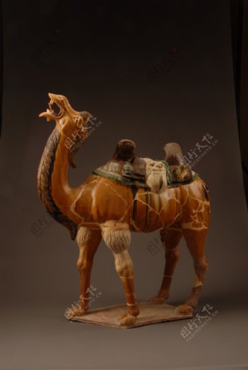 三彩载物骆驼俑图片
