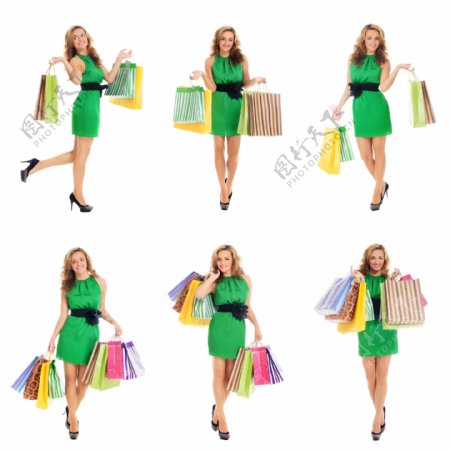 女人与购物袋图片