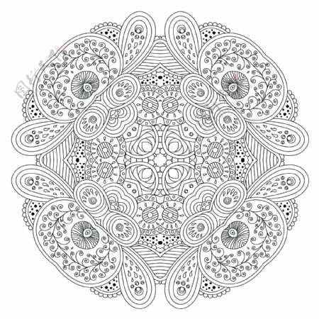 黑白古典花纹矢量素材图片