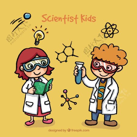 手绘科学家儿童
