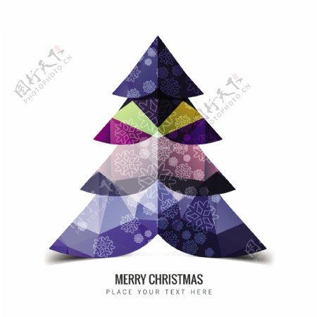 紫色色调的多边形圣诞树