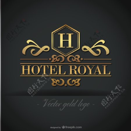 金色的皇家酒店的标志