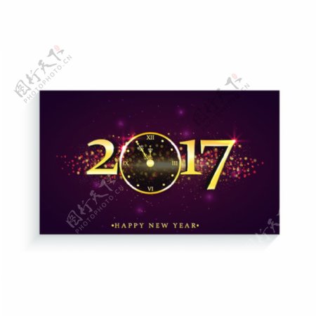 金元素的背景虚化的新年贺卡