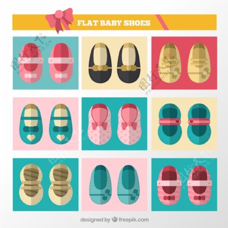 彩色扁平婴儿鞋