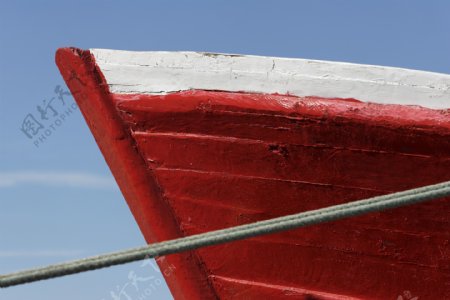 红漆木船摄影