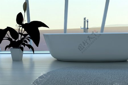 卫生间浴缸效果图图片