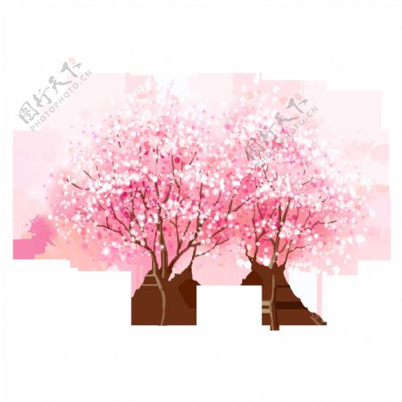 卡通手绘粉色清新树木高清唯美素材