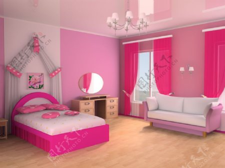 粉色卧室装修设计图片