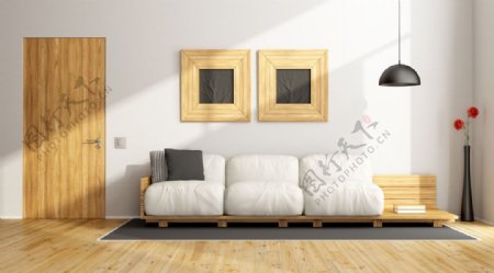 木沙发壁画效果图图片