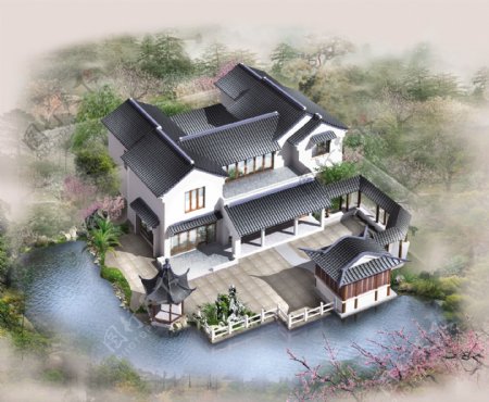 中国古典建筑鸟瞰图片