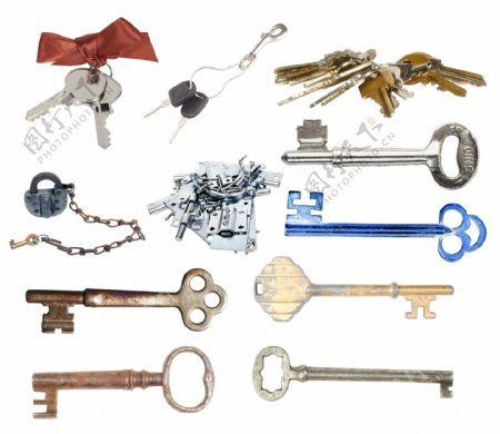 各种金属钥匙图片