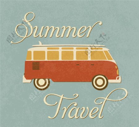 复古夏季旅行海报矢量素材