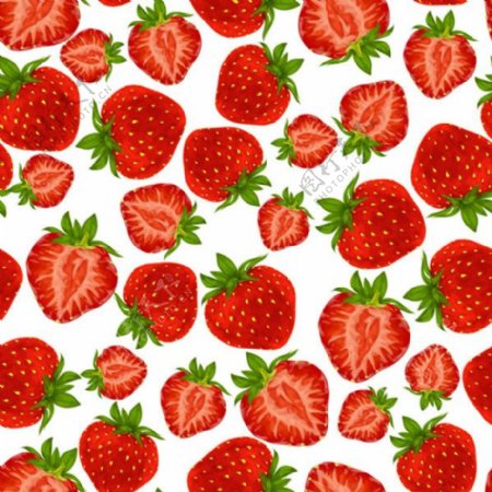 红色草莓无缝背景矢量素材下载