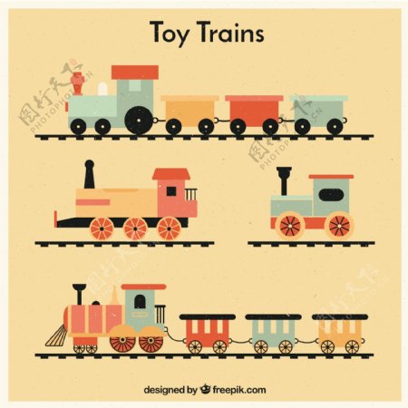 手绘卡通风格玩具火车插图