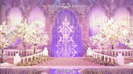 欧式婚礼蓝紫色背景欧式花纹婚礼背景