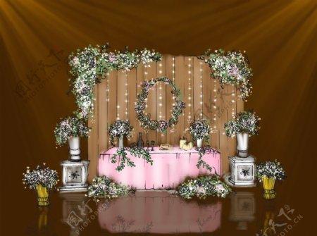森系婚礼甜品展示区婚礼手绘