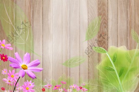 木纹花卉背景墙