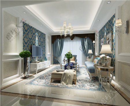 欧式时尚客厅茶几沙发设计图
