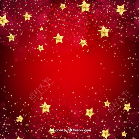 红色背景与金色的星星