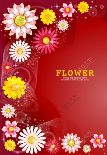 各种花款背景红色花语卡片