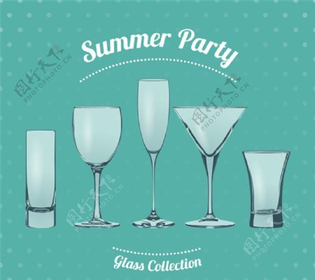 夏日派对玻璃杯矢量素材