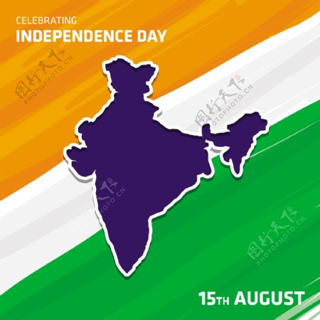 印度独立日国旗上的地图