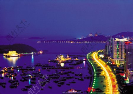 高精度珠海风景香洲港夜景珠海