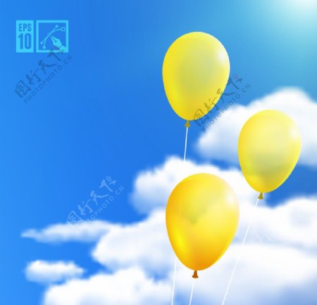 蓝天白云气球