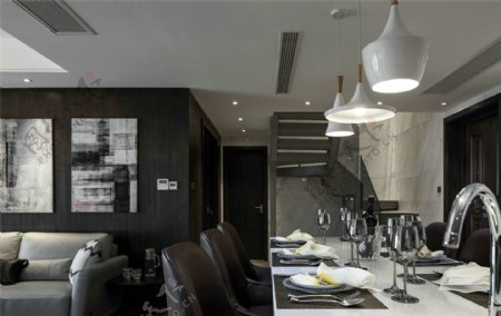 现代家居餐厅客厅装修效果图