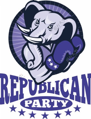 共和党的大象吉祥物的拳击手