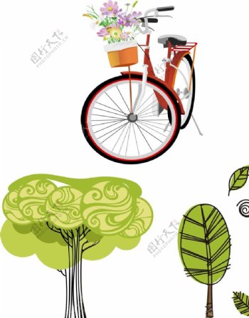 自行车树木