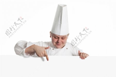 手举白板的厨师图片