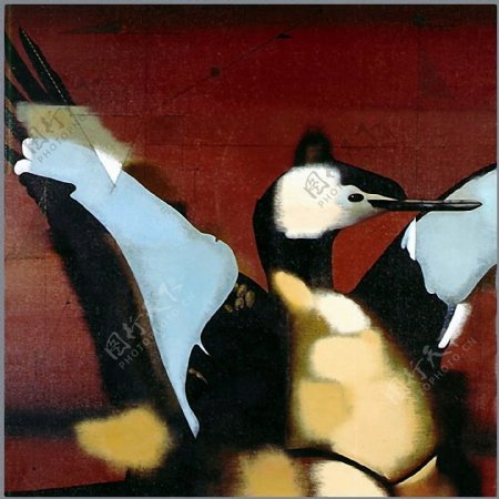 企鹅动物油画西洋美术0019