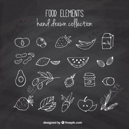 19款简洁手绘食物设计矢量素材