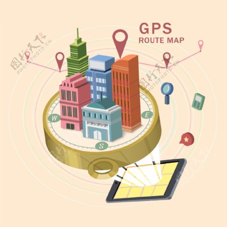 手机GPS定位插画