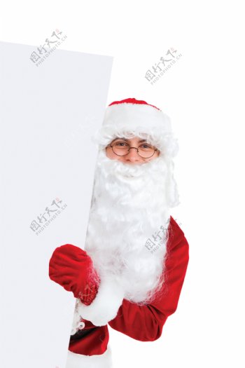 展示广告牌的圣诞老人图片