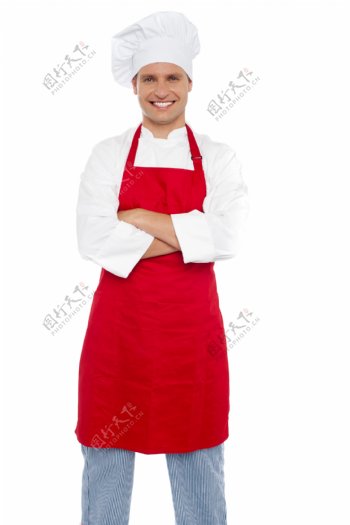 抱胳膊微笑的男厨师图片