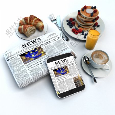 美食报纸与智能手机