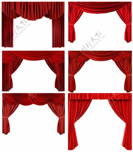 6个红色舞台幕布高清图片