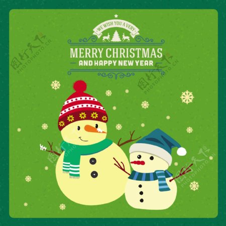 圣诞节横幅设计与雪人戴围巾免费矢量