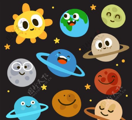 卡通太阳系九大行星