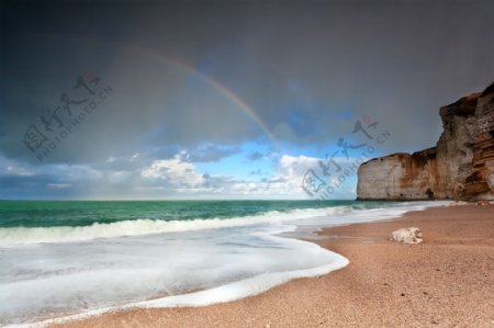 海滩彩虹风景
