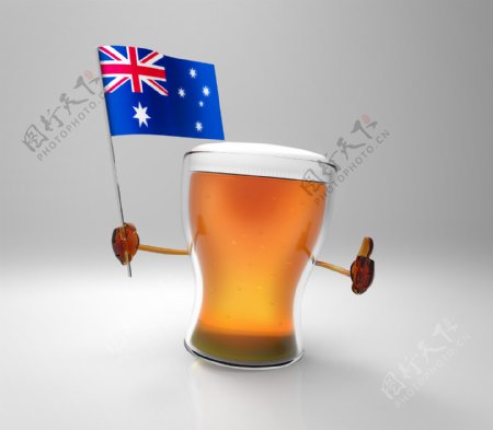 澳大利亚国旗与啤酒
