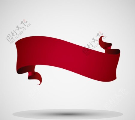 红色空白丝带条幅矢量素材
